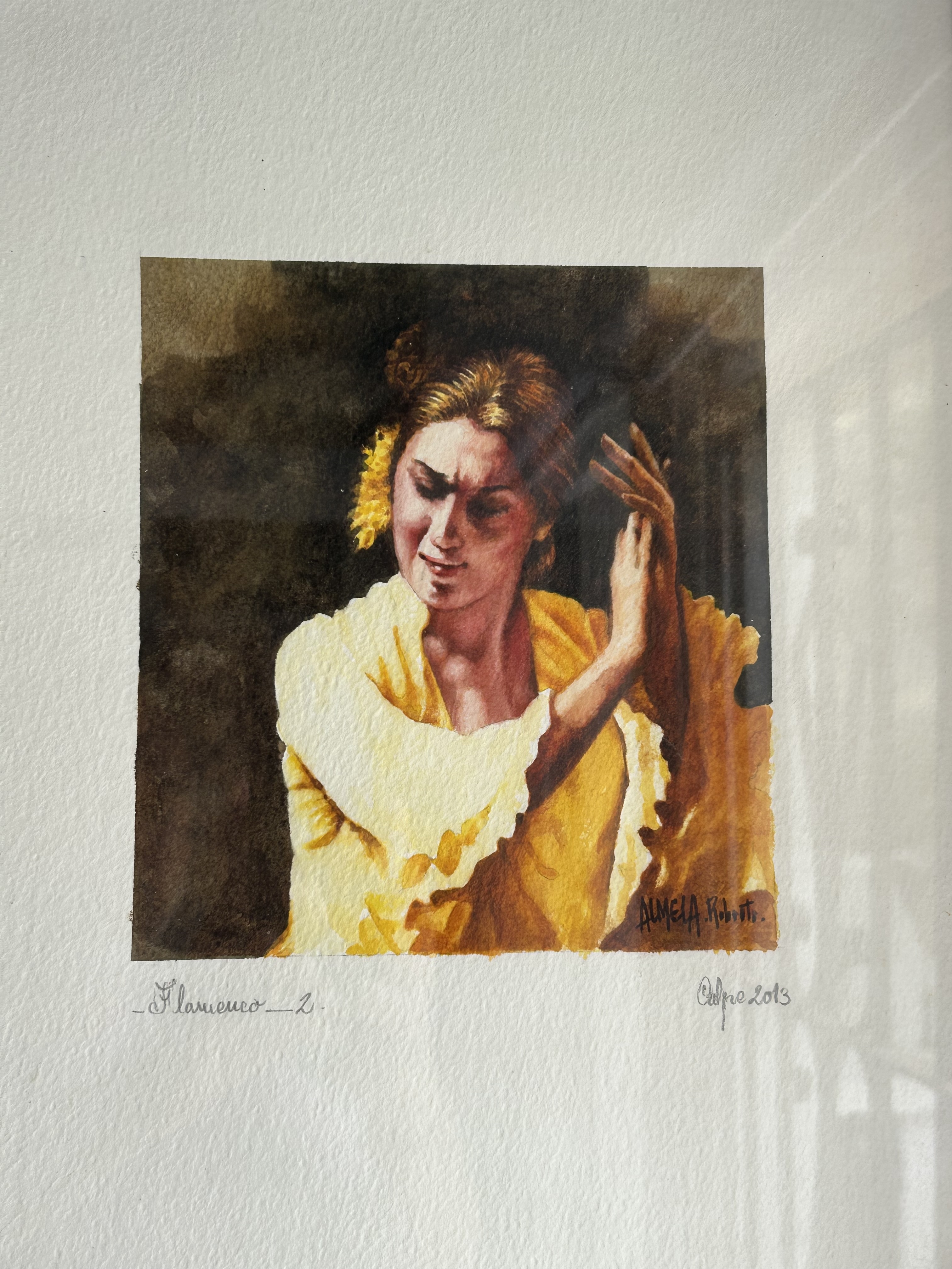 Flamenco in Yellow — dancer in golden dress by Roberto Almela (Robert Almela)